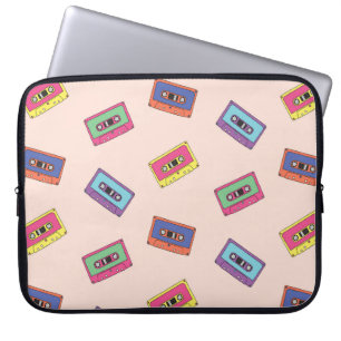 Retro Neon Audio Cassettebandje Patroon Laptop Sleeve