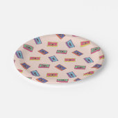 Retro Neon Audio Cassettebandje Patroon Papieren Bordje (Gekanteld)