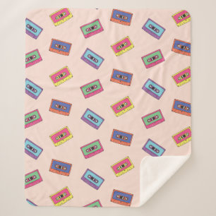 Retro Neon Audio Cassettebandje Patroon Sherpa Deken
