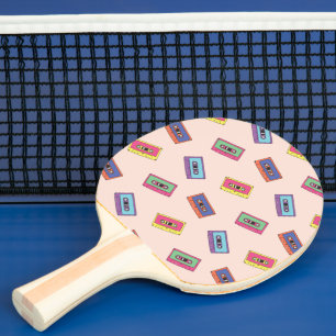 Retro Neon Audio Cassettebandje Patroon Tafeltennisbatje