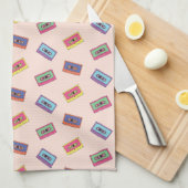 Retro Neon Audio Cassettebandje Patroon Theedoek (Quarter Fold)