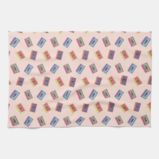 Retro Neon Audio Cassettebandje Patroon Theedoek (Horizontaal)