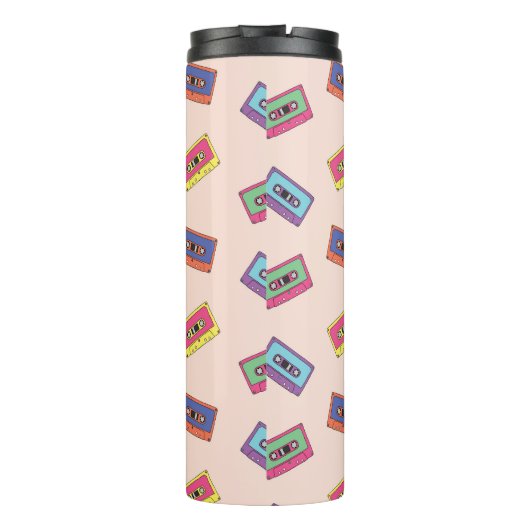 Retro Neon Audio Cassettebandje Patroon Thermosbeker (Achterkant)
