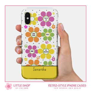 Retro Neon Bloem Bloemenpower Gemerkt iPhone 15 Case
