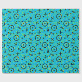 Retro Neon Blue Doddle Pattern van 80/90 Cadeaupapier (Vlak)