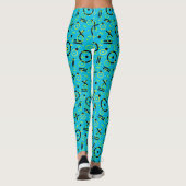 Retro Neon Blue Doddle Pattern van 80/90 Leggings (Achterkant)
