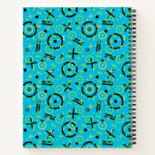 Retro Neon Blue Doodle Pattern van 80/90 Notitieboek (Achterkant)