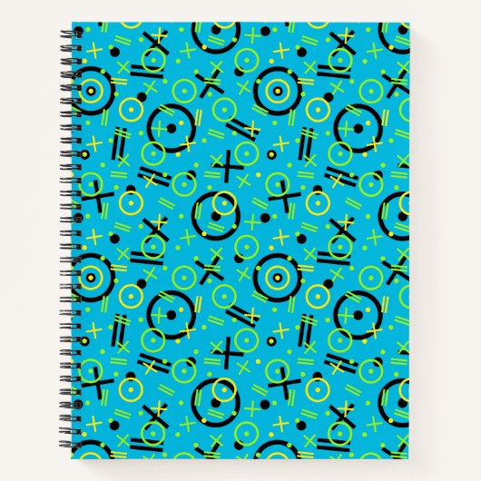 Retro Neon Blue Doodle Pattern van 80/90 Notitieboek (Voorkant)