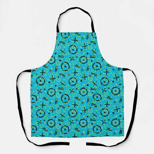 Retro Neon Blue Doodle Pattern van 80/90 Schort (Voorkant)