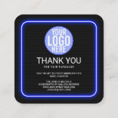 Retro Neon Blue Lighted Sign Klant Dank u Vierkante Visitekaartje (Achterkant)