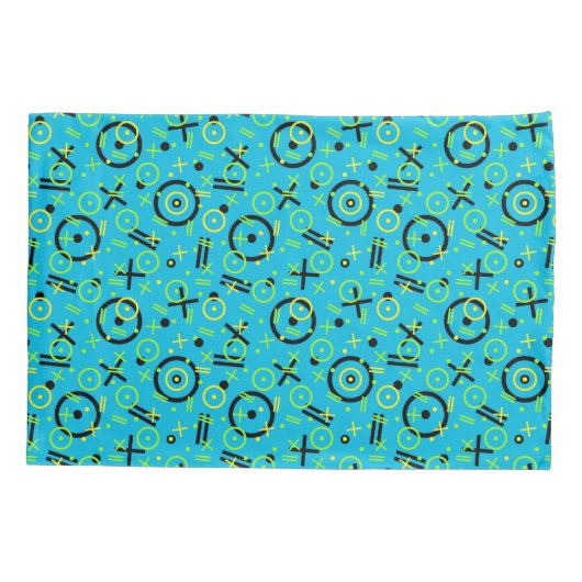 Retro Neon Blue Pattern van 80 en 90 Kussensloop (Achterkant)