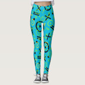 Retro Neon Blue Pattern van 80 en 90 Leggings (Voorkant)