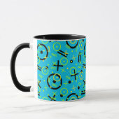Retro Neon Blue Pattern van 80 en 90 Mok (Links)