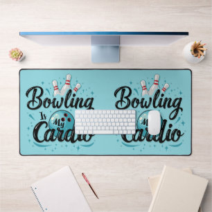 Retro Neon "Bowlen Is Mijn Cardio" Grappig Bowlen Bureaumat