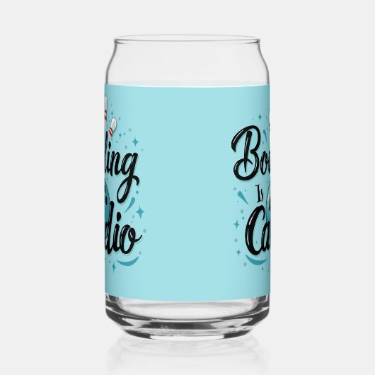 Retro Neon "Bowling is mijn cardio" Grappig Bowlen Blikvorm Glas (Rechts)