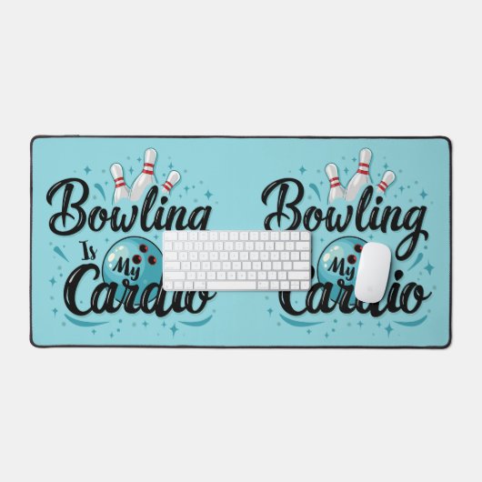 Retro Neon "Bowling is mijn cardio" Grappig Bowlen Bureaumat (Keyboard & Muis)