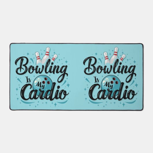 Retro Neon "Bowling is mijn cardio" Grappig Bowlen Bureaumat (Voorkant)