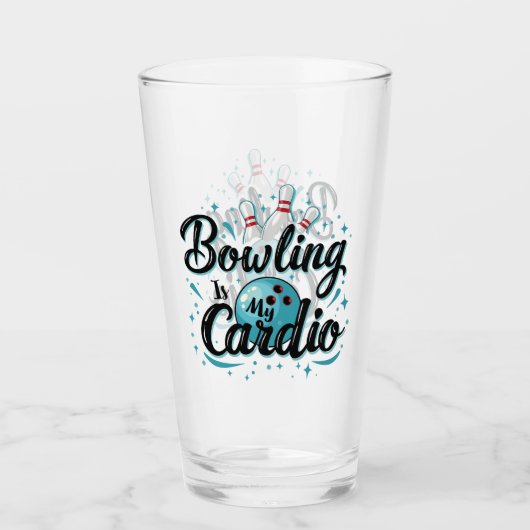 Retro Neon "Bowling is mijn cardio" Grappig Bowlen Glas (Voorkant)