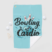 Retro Neon "Bowling is mijn cardio" Grappig Bowlen Golfhanddoek (Insitu)