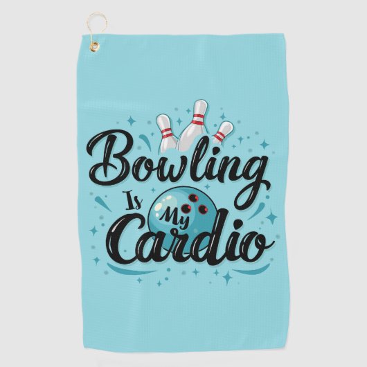 Retro Neon "Bowling is mijn cardio" Grappig Bowlen Golfhanddoek (Voorkant)