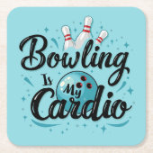 Retro Neon "Bowling is mijn cardio" Grappig Bowlen Kartonnen Onderzetters (Voorkant)