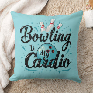 Retro Neon "Bowling is mijn cardio" Grappig Bowlen Kussen