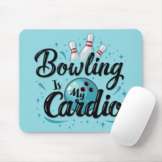 Retro Neon "Bowling is mijn cardio" Grappig Bowlen Muismat (Met muis)