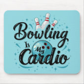 Retro Neon "Bowling is mijn cardio" Grappig Bowlen Muismat (Voorkant)