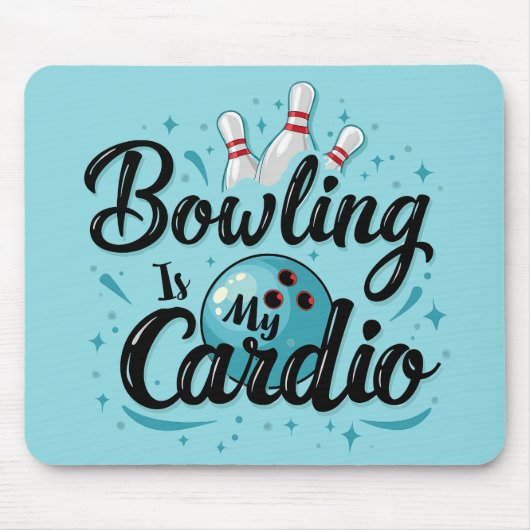 Retro Neon "Bowling is mijn cardio" Grappig Bowlen Muismat (Voorkant)
