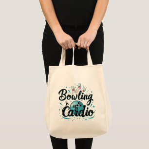 Retro Neon "Bowling is mijn cardio" Grappig Bowlen Tote Bag