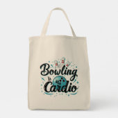 Retro Neon "Bowling is mijn cardio" Grappig Bowlen Tote Bag (Achterkant)
