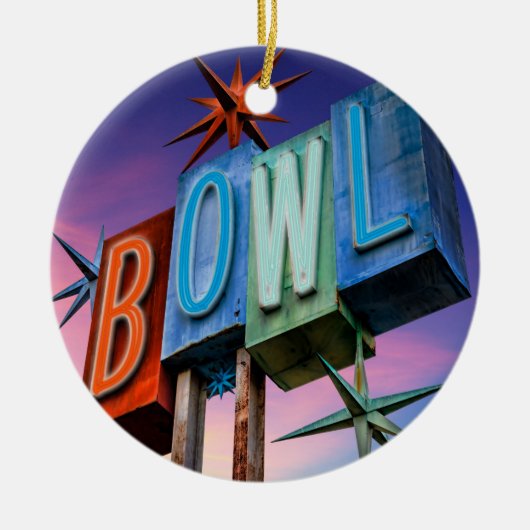 Retro Neon BOWLing-teken ornament (Voorkant)