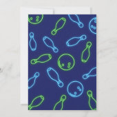 Retro Neon Bowling uitnodiging voor de verjaardag  (Achterkant)