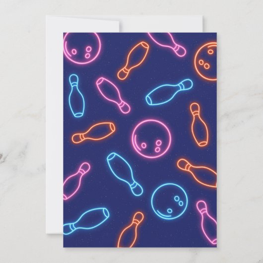 Retro Neon Bowling Uitnodiging voor de verjaardag  (Achterkant)