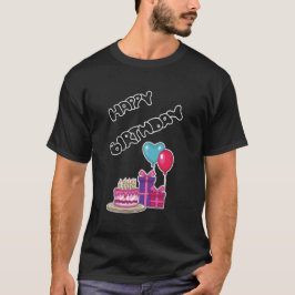 Retro Neon Bubble Tekst Gelukkig Verjaardag T-shirt