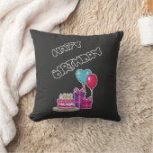 Retro Neon Bubble Text Happy Birthday  Kussen (Deken)