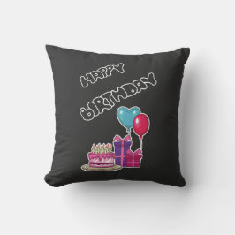Retro Neon Bubble Text Happy Birthday Kussen