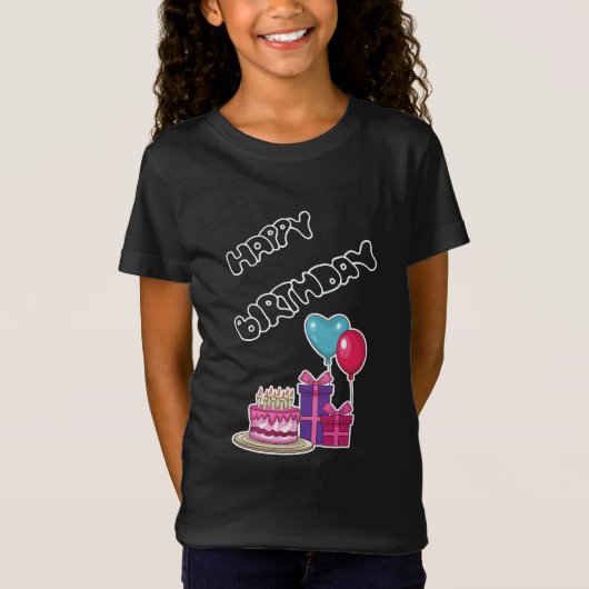 Retro Neon Bubble Text Happy Birthday T-shirt (Voorkant)