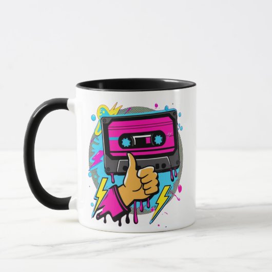 Retro Neon Cassette Vibes Mok (Links)