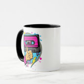 Retro Neon Cassette Vibes Mok (Voorkant links)