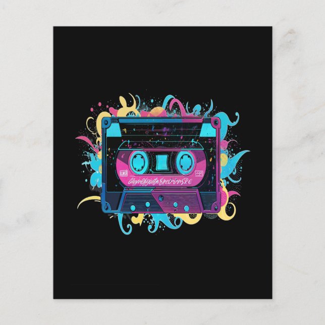Retro Neon Cassettebandje met levendige splash (Voorkant)