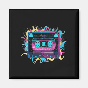 Retro Neon Cassettebandje met levendige splash Magneet