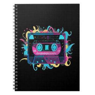 Retro Neon Cassettebandje met levendige splash Notitieboek