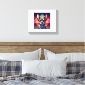 Retro Neon Chihuahua – Levendige Synthwave Dog Art Canvas Afdruk (Insitu (Slaapkamer))