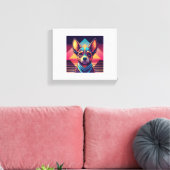 Retro Neon Chihuahua – Levendige Synthwave Dog Art Canvas Afdruk (Insitu (Woonkamer))
