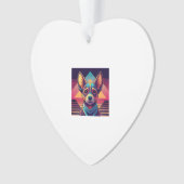 Retro Neon Chihuahua - Levendige Synthwave Honden  Ornament (voorkant)