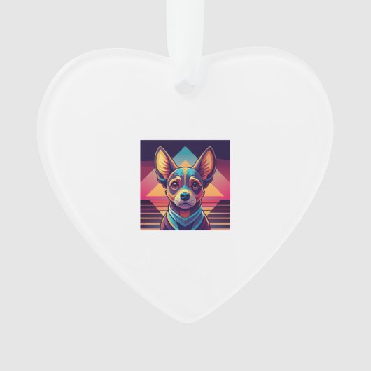 Retro Neon Chihuahua - Levendige Synthwave Honden  Ornament (voorkant)