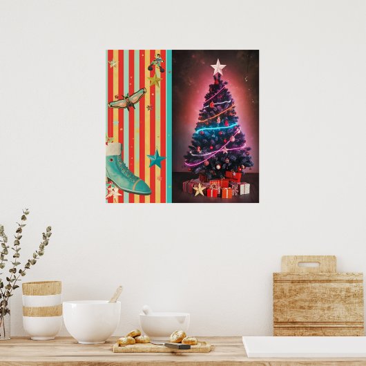 Retro Neon Christmas  Poster (Keuken)