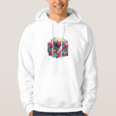 Retro Neon Cityscape met Fastfood Vibes Hoodie (Voorkant)