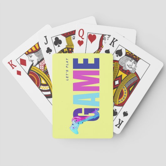 Retro Neon Cyberpunk Synthwave Gamer Gele Deck Pokerkaarten (Achterkant)